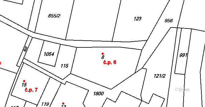 Verdek 6, Dvůr Králové nad Labem na parcele st. 8 v KÚ Verdek, Katastrální mapa