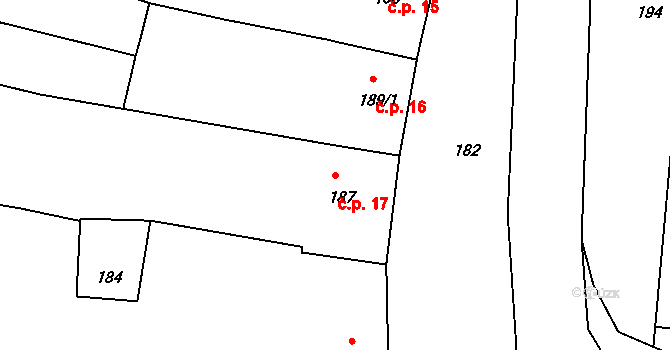 Opatovice 17 na parcele st. 187 v KÚ Opatovice u Rajhradu, Katastrální mapa