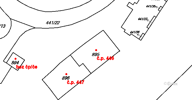 Rokytnice 446, Vsetín na parcele st. 895 v KÚ Rokytnice u Vsetína, Katastrální mapa