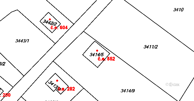 Rumburk 1 552, Rumburk na parcele st. 3414/5 v KÚ Rumburk, Katastrální mapa