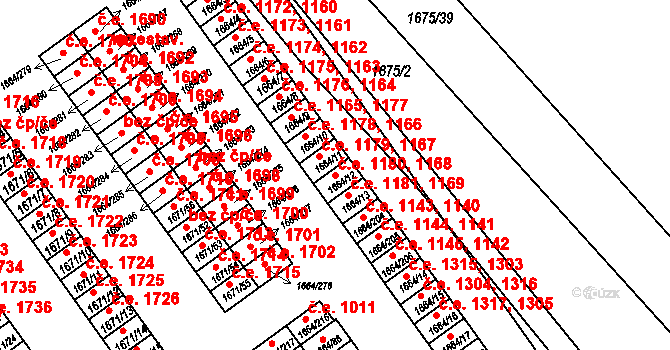 Teplické Předměstí 1168,1180, Bílina na parcele st. 1664/12 v KÚ Bílina, Katastrální mapa