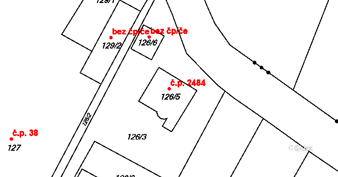 České Budějovice 3 2484, České Budějovice na parcele st. 126/5 v KÚ České Budějovice 3, Katastrální mapa