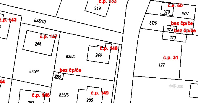 Lukavička 148, Lukavice na parcele st. 246 v KÚ Lukavice, Katastrální mapa