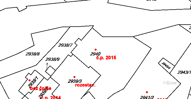 Podhradí 2015, Vítkov na parcele st. 2940 v KÚ Vítkov, Katastrální mapa