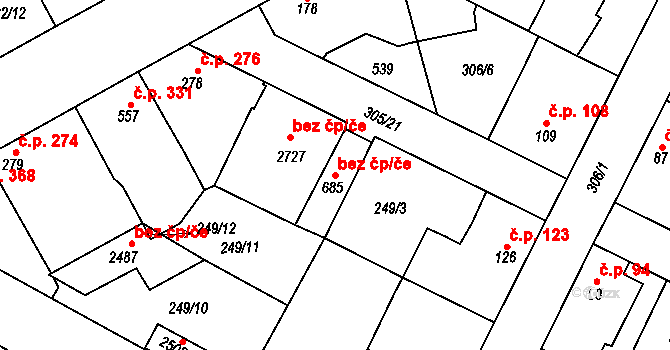 Neratovice 43045065 na parcele st. 685 v KÚ Neratovice, Katastrální mapa