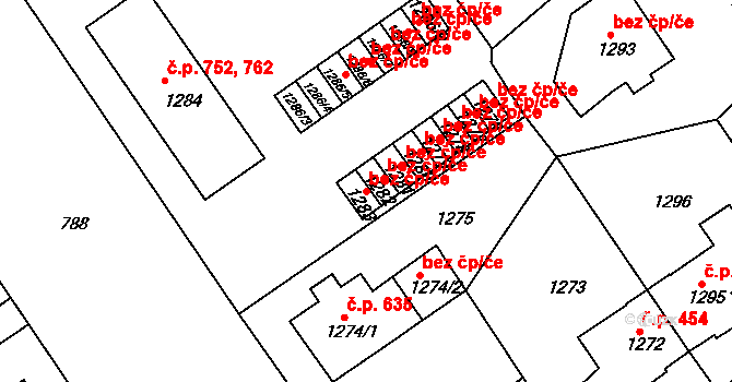 Roztoky 45736065 na parcele st. 1283 v KÚ Roztoky u Prahy, Katastrální mapa