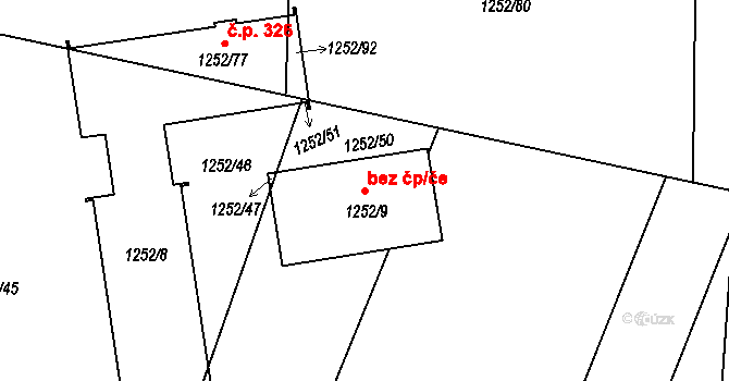Bořitov 46031065 na parcele st. 1252/9 v KÚ Bořitov, Katastrální mapa