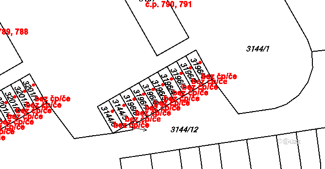 Třinec 46465065 na parcele st. 3196/5 v KÚ Lyžbice, Katastrální mapa