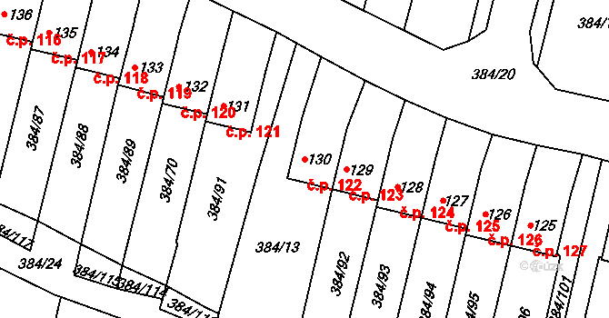 Patokryje 122 na parcele st. 130 v KÚ Patokryje, Katastrální mapa