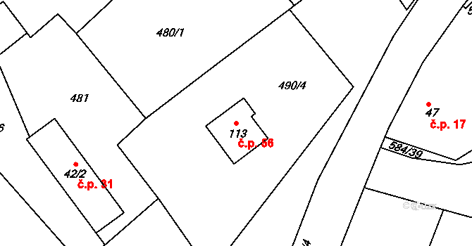 Kasaličky 56, Kasalice na parcele st. 113 v KÚ Kasaličky, Katastrální mapa