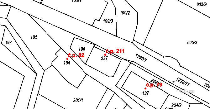 Hrabenov 211, Ruda nad Moravou na parcele st. 237 v KÚ Hrabenov, Katastrální mapa