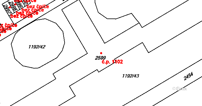 Beroun-Město 1102, Beroun na parcele st. 2599 v KÚ Beroun, Katastrální mapa