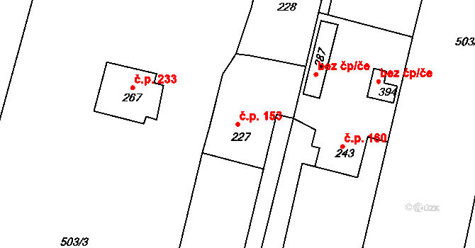 Mlékojedy 153, Neratovice na parcele st. 227 v KÚ Mlékojedy u Neratovic, Katastrální mapa
