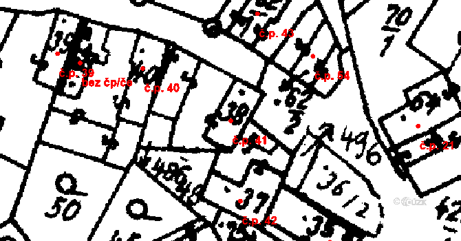 Velichovky 41 na parcele st. 38 v KÚ Velichovky, Katastrální mapa