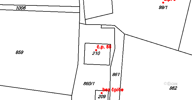 Pekla 55, Cerekvice nad Loučnou na parcele st. 210 v KÚ Pekla, Katastrální mapa
