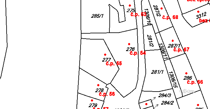 Horní Brána 55, Český Krumlov na parcele st. 277 v KÚ Český Krumlov, Katastrální mapa