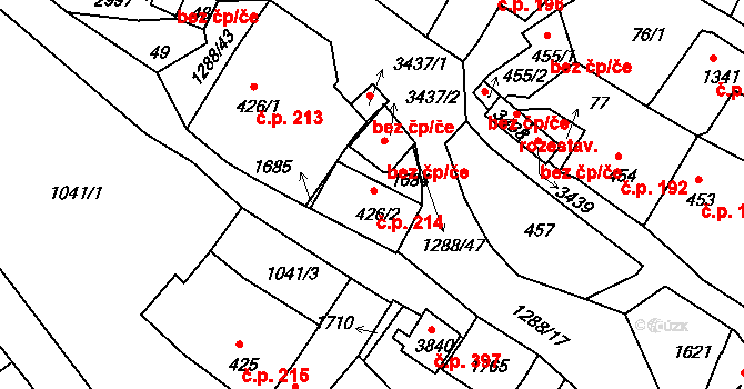 Plešivec 214, Český Krumlov na parcele st. 426/2 v KÚ Český Krumlov, Katastrální mapa