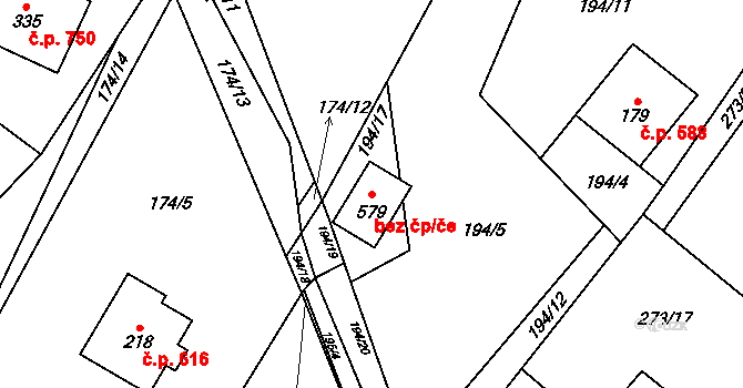 Chvalčov 88227065 na parcele st. 579 v KÚ Chvalčova Lhota, Katastrální mapa