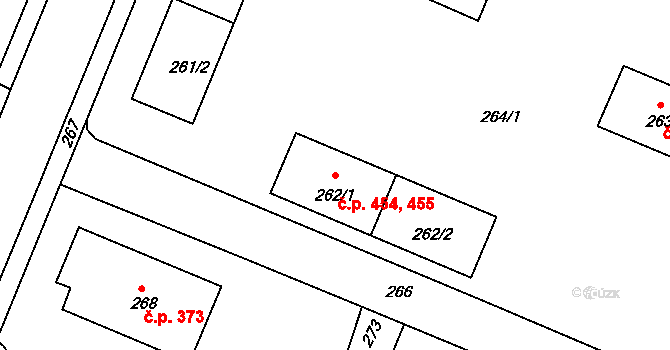 Kamenice nad Lipou 454,455 na parcele st. 262/1 v KÚ Kamenice nad Lipou, Katastrální mapa
