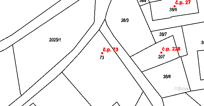 Dolní Radechová 73 na parcele st. 73 v KÚ Dolní Radechová, Katastrální mapa