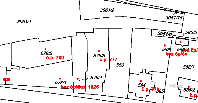 Rychnov nad Kněžnou 777 na parcele st. 579/3 v KÚ Rychnov nad Kněžnou, Katastrální mapa