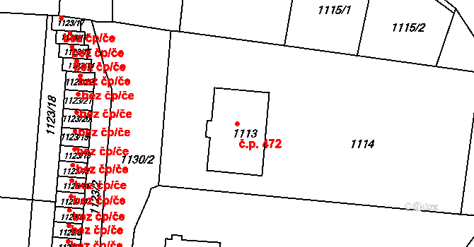 Plumlov 472 na parcele st. 1113 v KÚ Plumlov, Katastrální mapa