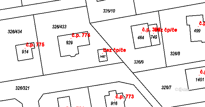 Nehvizdy 115931066 na parcele st. 1497 v KÚ Nehvizdy, Katastrální mapa