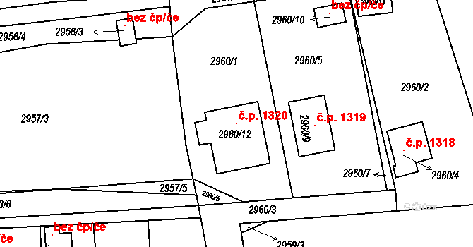 Sedlčany 1320 na parcele st. 2960/12 v KÚ Sedlčany, Katastrální mapa