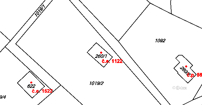 Janov nad Nisou 1122 na parcele st. 260/1 v KÚ Janov nad Nisou, Katastrální mapa