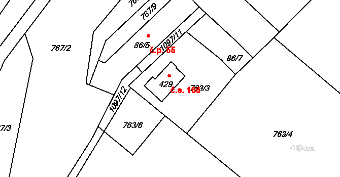 Tyra 166, Třinec na parcele st. 429 v KÚ Tyra, Katastrální mapa