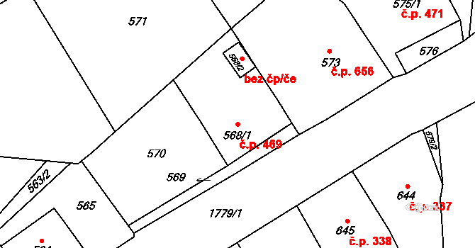 Moravský Beroun 469 na parcele st. 568/1 v KÚ Moravský Beroun, Katastrální mapa