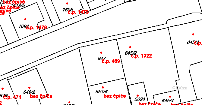 Šumperk 469 na parcele st. 647 v KÚ Šumperk, Katastrální mapa