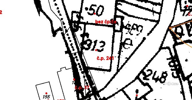 Tisová 241, Kraslice na parcele st. 313 v KÚ Tisová u Kraslic, Katastrální mapa
