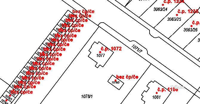 Frýdlant 1072 na parcele st. 1077 v KÚ Frýdlant, Katastrální mapa