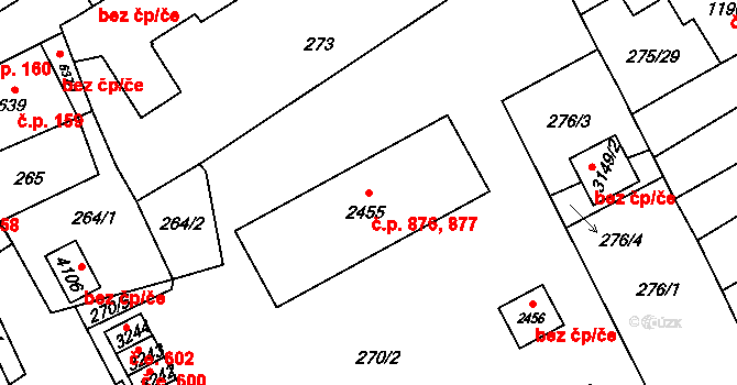 Horní Předměstí 876,877, Polička na parcele st. 2455 v KÚ Polička, Katastrální mapa