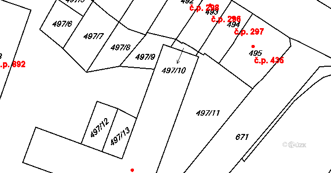 Lovosice 351 na parcele st. 496/1 v KÚ Lovosice, Katastrální mapa