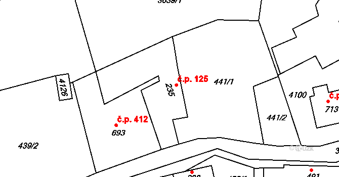 Liptál 125 na parcele st. 235 v KÚ Liptál, Katastrální mapa