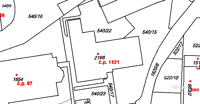 Prachatice II 1121, Prachatice na parcele st. 2166 v KÚ Prachatice, Katastrální mapa