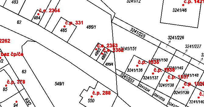 Střekov 2352, Ústí nad Labem na parcele st. 486/3 v KÚ Střekov, Katastrální mapa