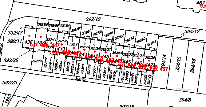 Okříšky 453 na parcele st. 443 v KÚ Okříšky, Katastrální mapa