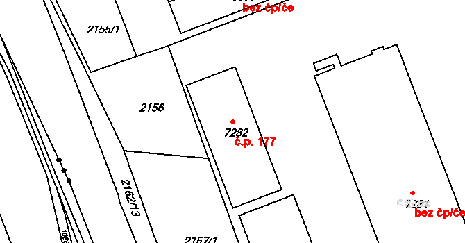 Jejkov 177, Třebíč na parcele st. 7282 v KÚ Třebíč, Katastrální mapa