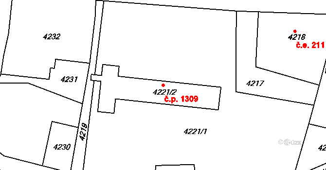 Smržovka 1309 na parcele st. 4221/2 v KÚ Smržovka, Katastrální mapa
