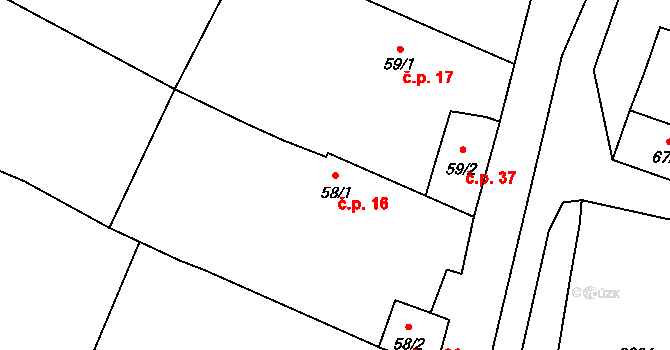 Holašovice 16, Jankov na parcele st. 58/1 v KÚ Holašovice, Katastrální mapa