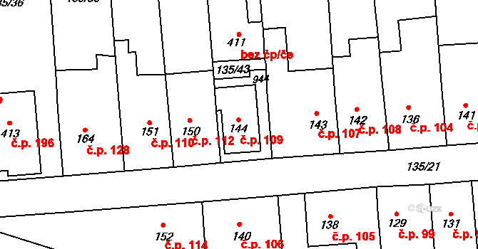 Luby 109, Klatovy na parcele st. 144 v KÚ Luby, Katastrální mapa