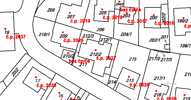 Komořany 2027, Praha na parcele st. 212/2 v KÚ Komořany, Katastrální mapa
