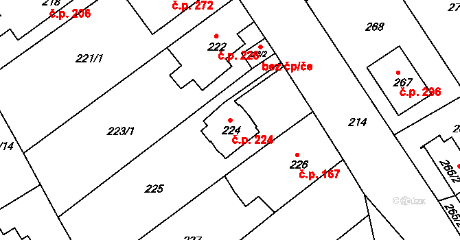 Velká Chuchle 224, Praha na parcele st. 224 v KÚ Velká Chuchle, Katastrální mapa