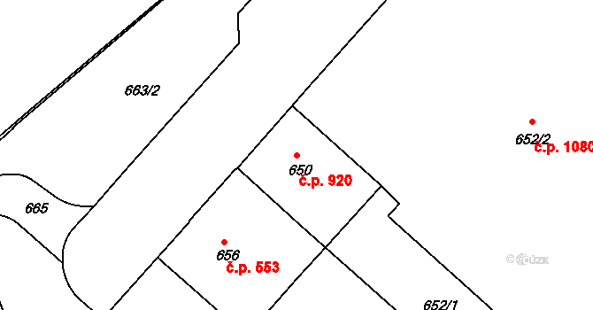 Bubeneč 920, Praha na parcele st. 650 v KÚ Bubeneč, Katastrální mapa