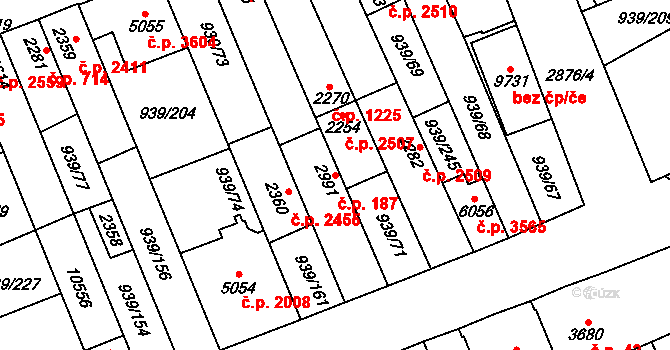 Hodonín 187 na parcele st. 2991 v KÚ Hodonín, Katastrální mapa