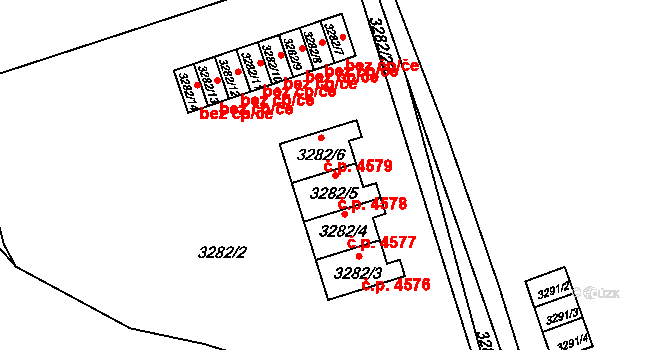 Chomutov 4578 na parcele st. 3282/5 v KÚ Chomutov II, Katastrální mapa