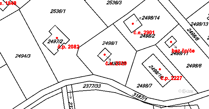 Bolevec 2330, Plzeň na parcele st. 2498/10 v KÚ Bolevec, Katastrální mapa